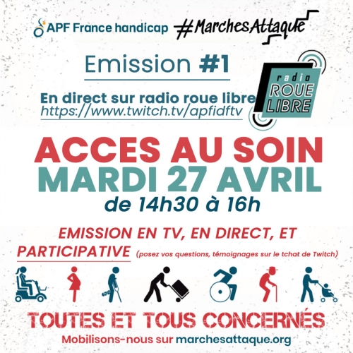 Emission spéciale Accès aux lieux de soins mardi 27 avril de 14h30 à 16h sur twitch.tv/apfidftv - #MarchesAttaque
